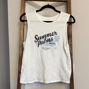 Anthropologie Cream Sleeveless Graphic Tee